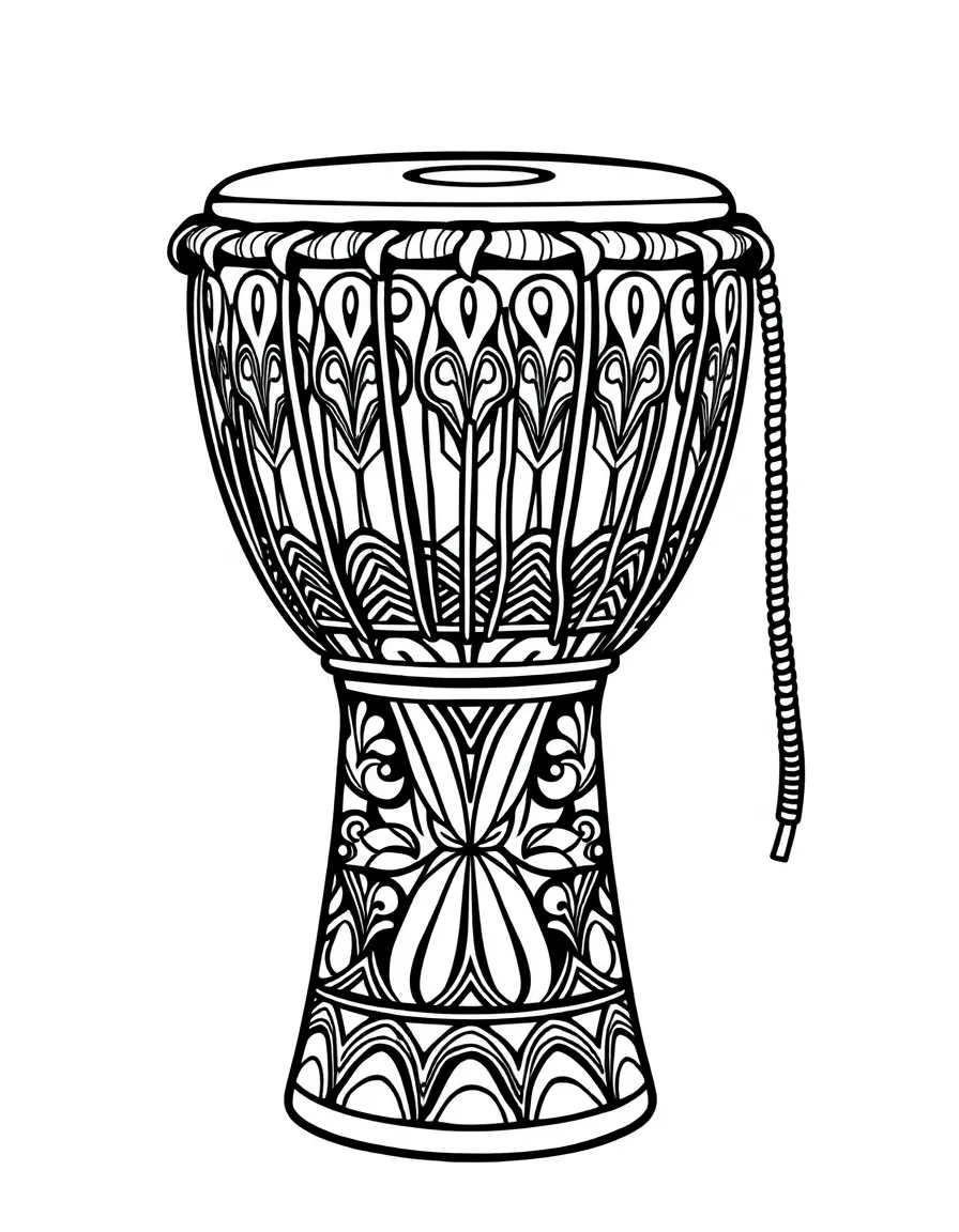 Djembe with African carved patterns