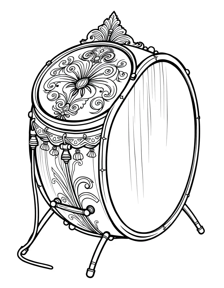 Bass drum with ornate head design