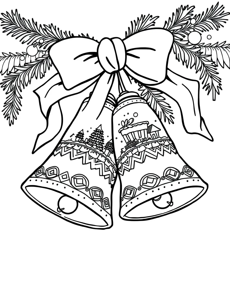 Hand bells with Christmas scene