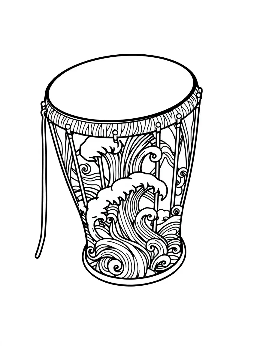 Ocean drum with wave designs