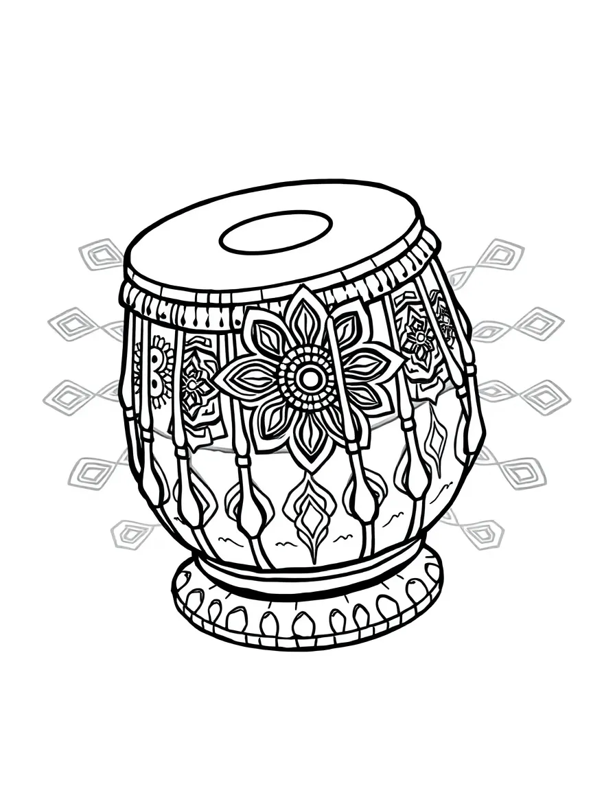 Tabla with Indian mandala designs