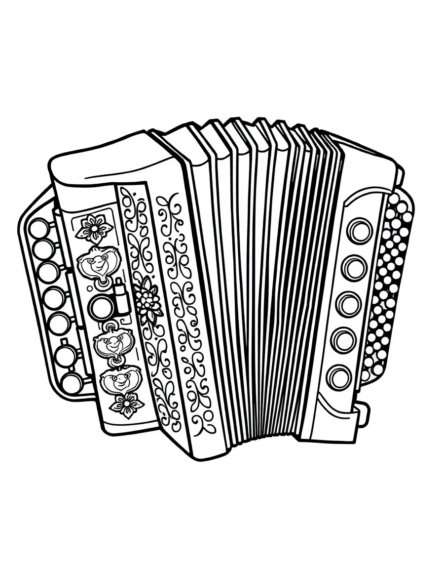 Accordion with decorative bellows and buttons