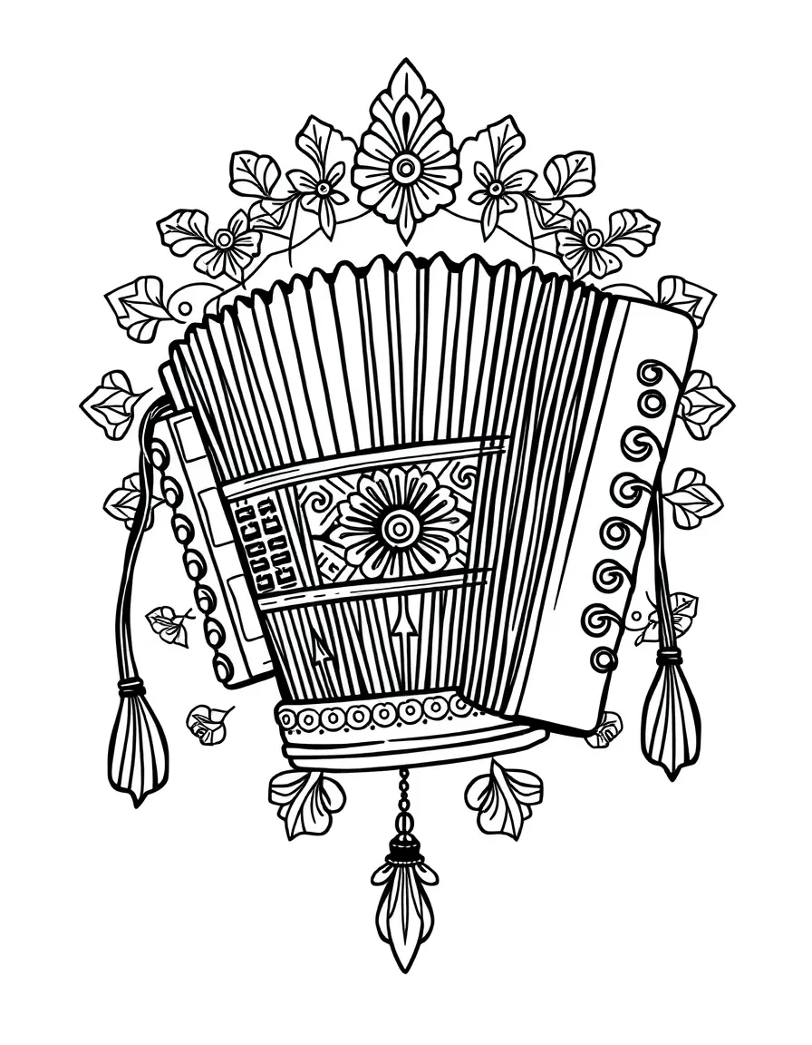 Melodeon with folk pattern decoration
