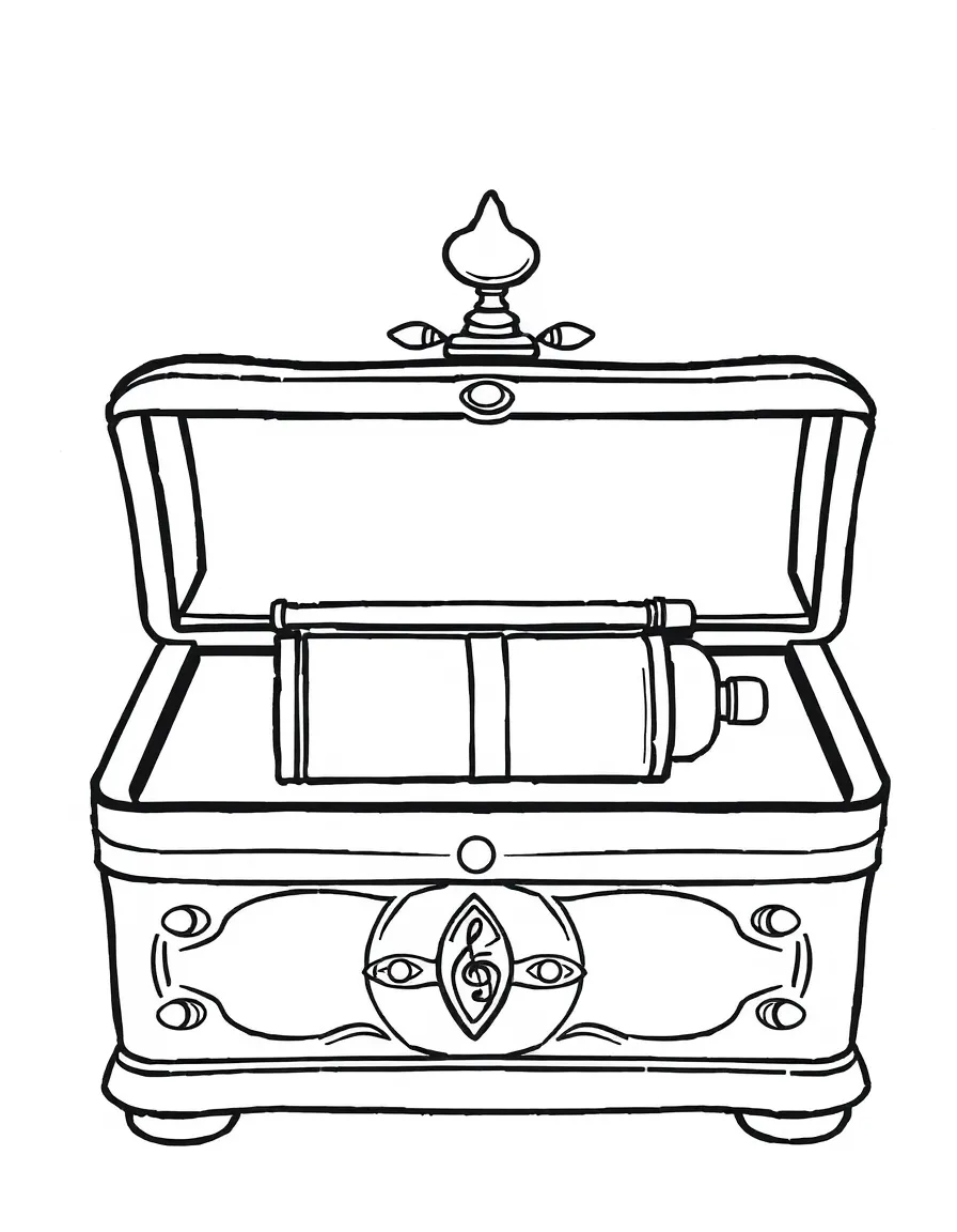 Music box with open lid and cylinder