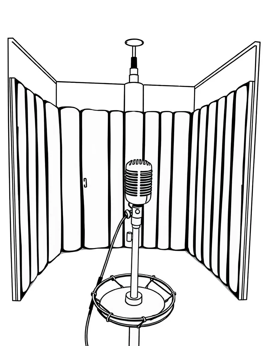 Vocal isolation booth with microphone