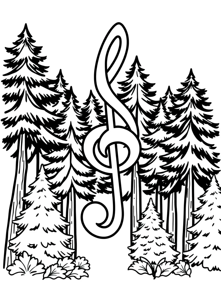 Alto clef with forest design