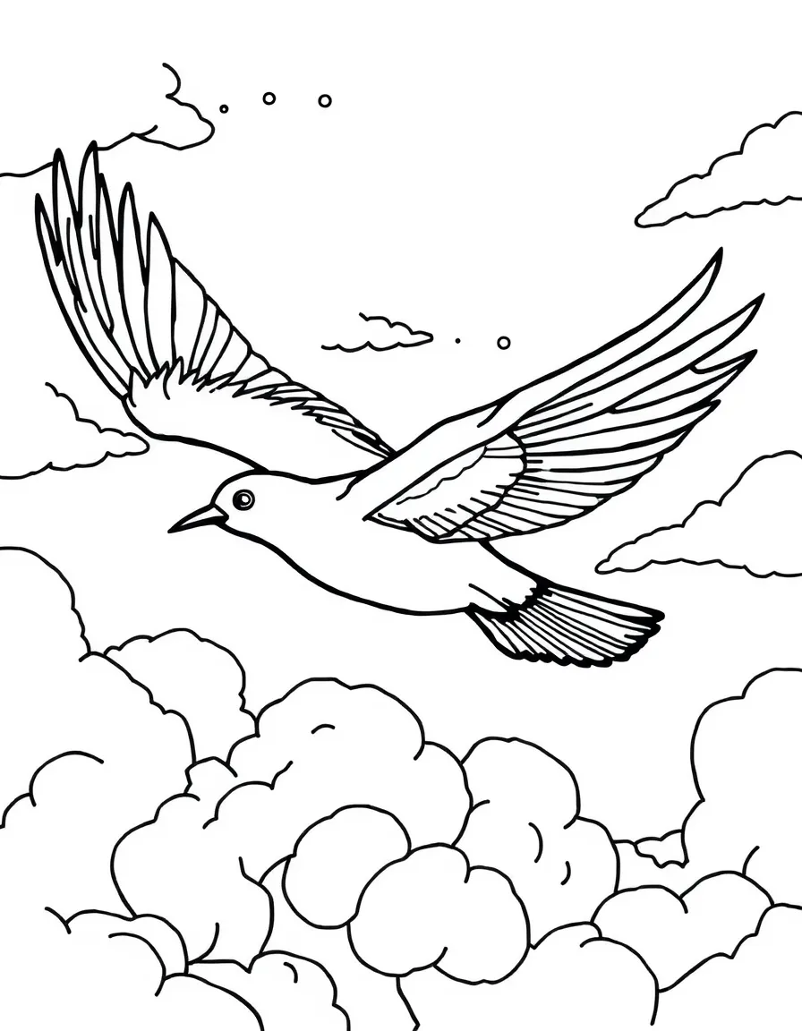 Fermata with bird soaring in sky