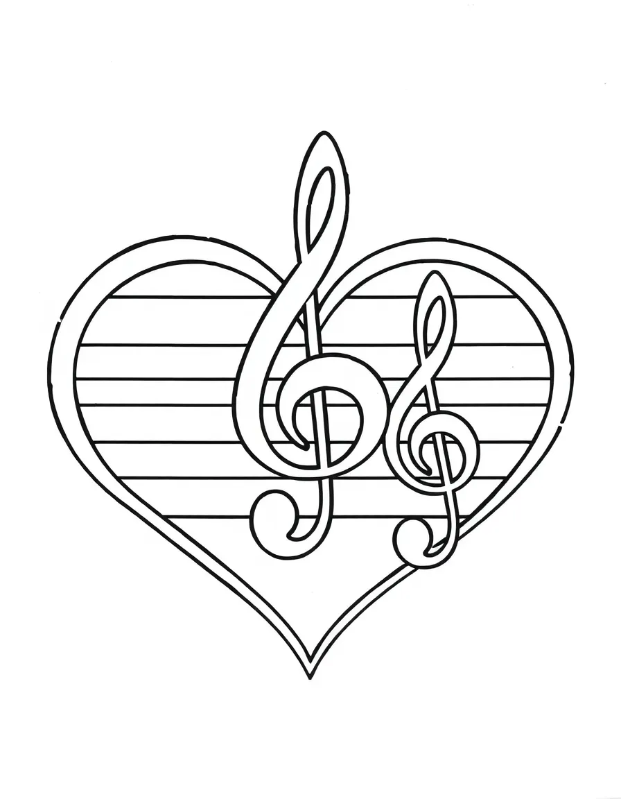 Treble and bass clef forming heart shape