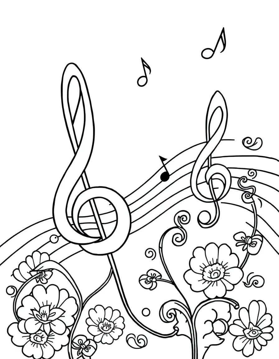 Music therapy illustration with healing notes