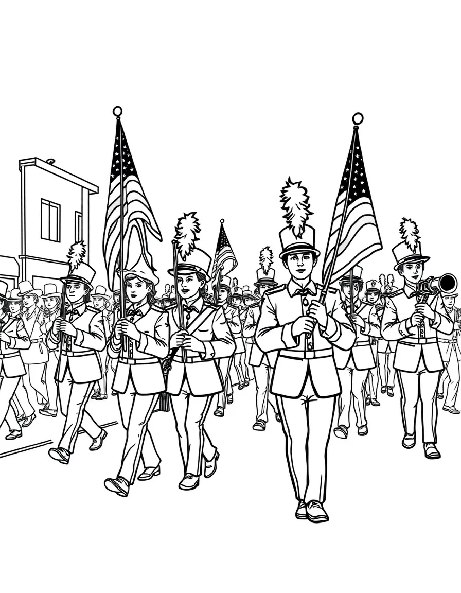 Marching band in Fourth of July parade