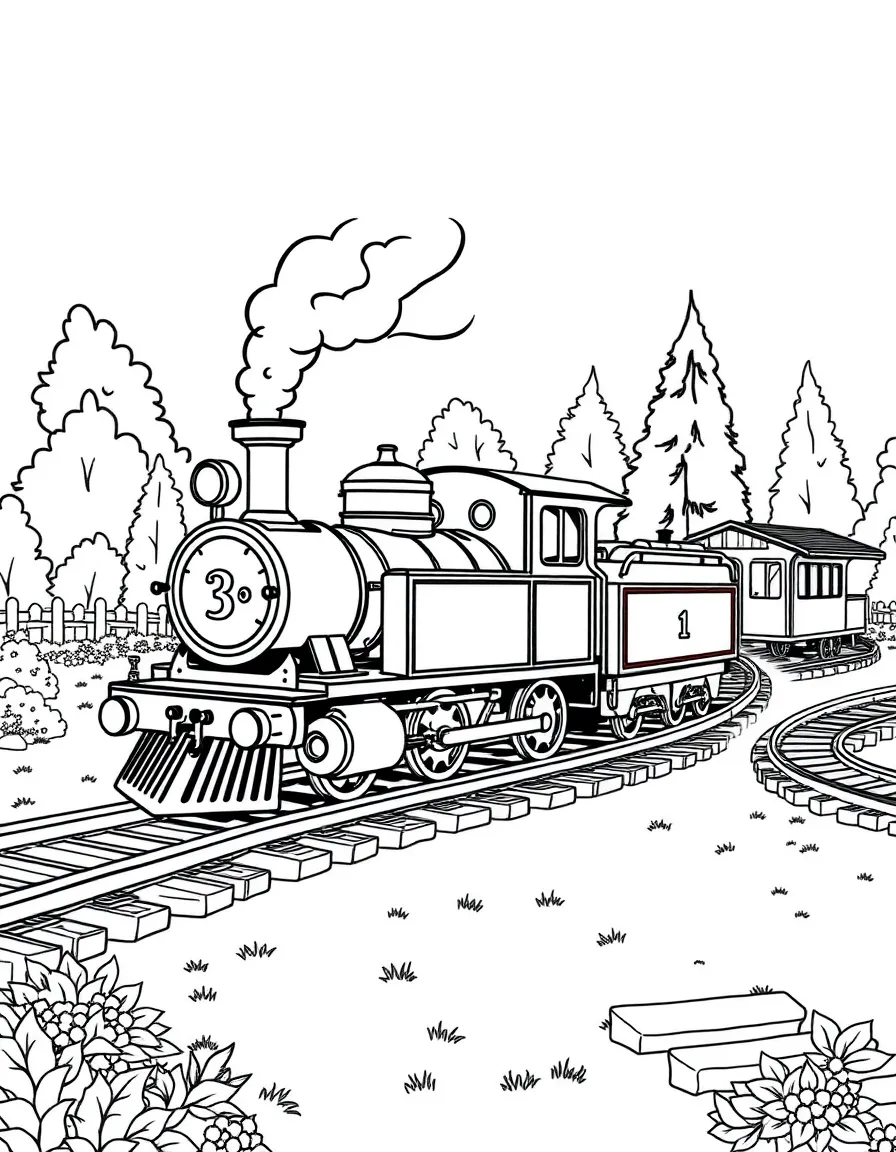 Miniature railway with small steam engine giving rides in a park