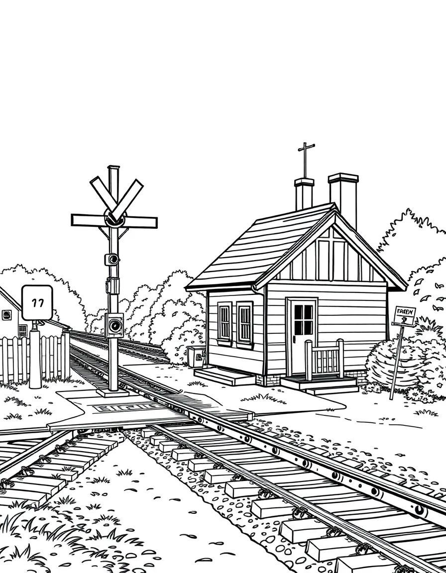 Railway crossing keeper's cottage beside the tracks