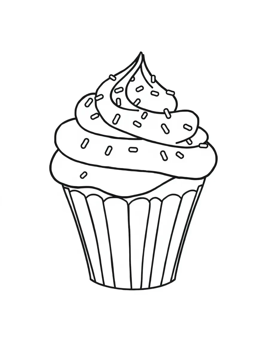 A cheerful cupcake with swirly frosting and sprinkles, ready to be picked and washed