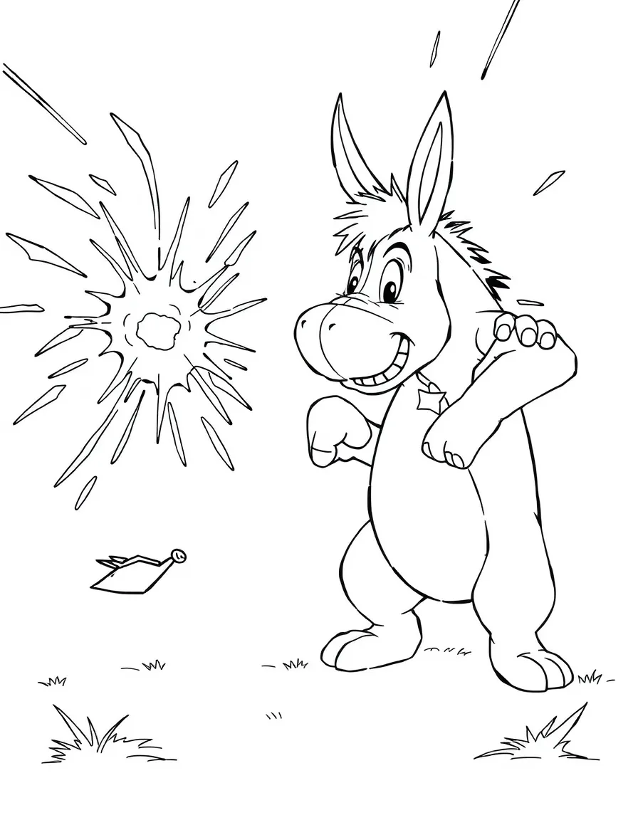 An action-packed scene of Eeyore using their special powers in a dramatic battle pose.