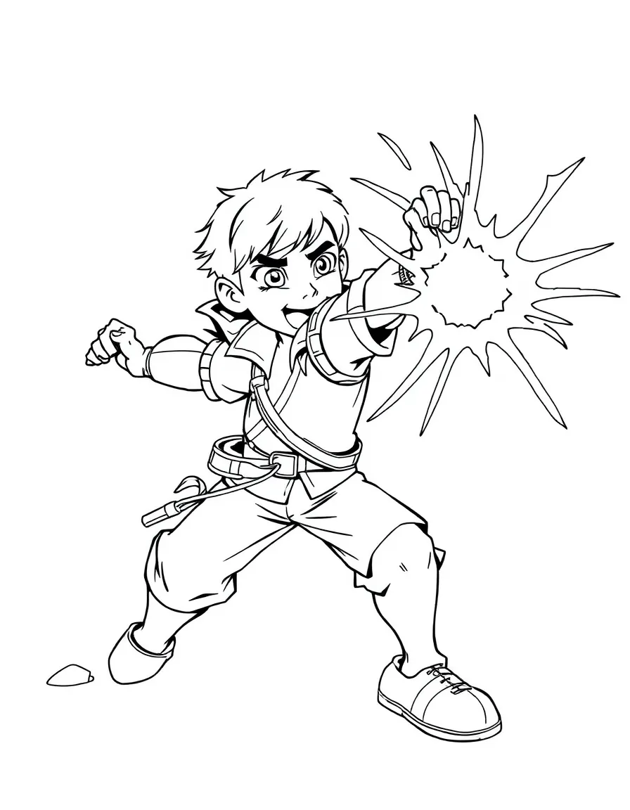 An action-packed scene of Diego using their special powers in a dramatic battle pose.