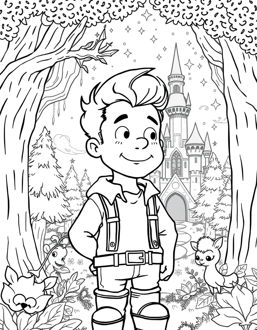 A fantasy background of Steve in a magical forest or castle, with sparkles and mystical creatures.