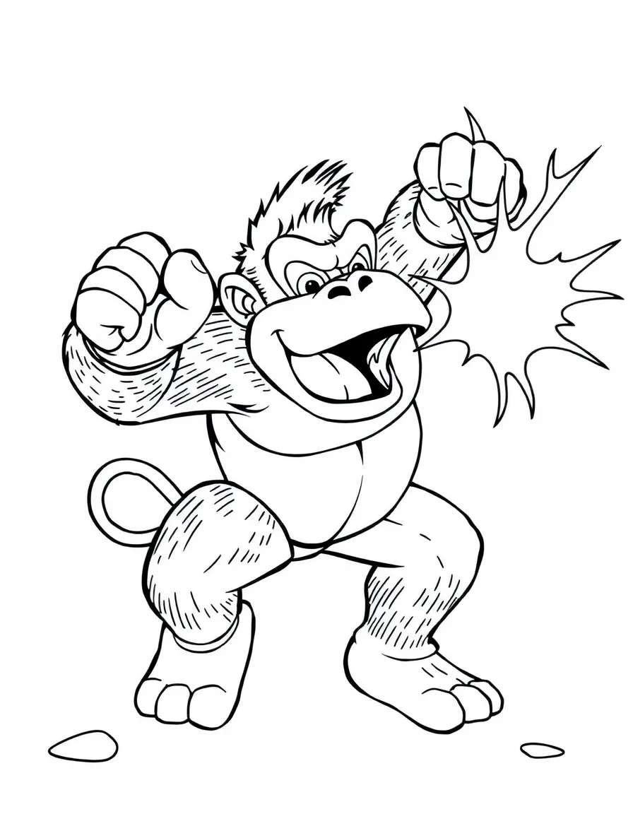 An action-packed scene of Donkey Kong using their special powers in a dramatic battle pose.