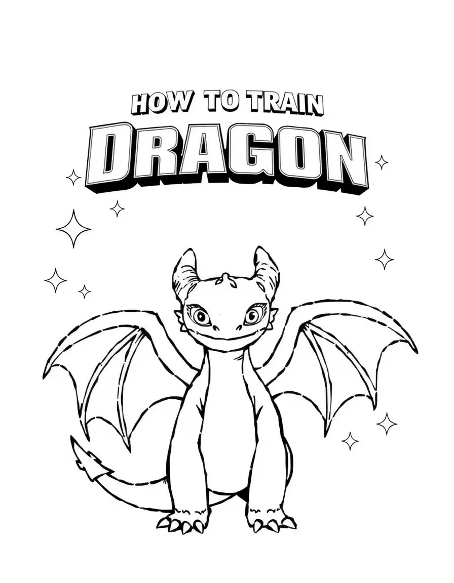 How to Train Your Dragon standing proudly in front of their iconic logo with stars and comic-style effects around.