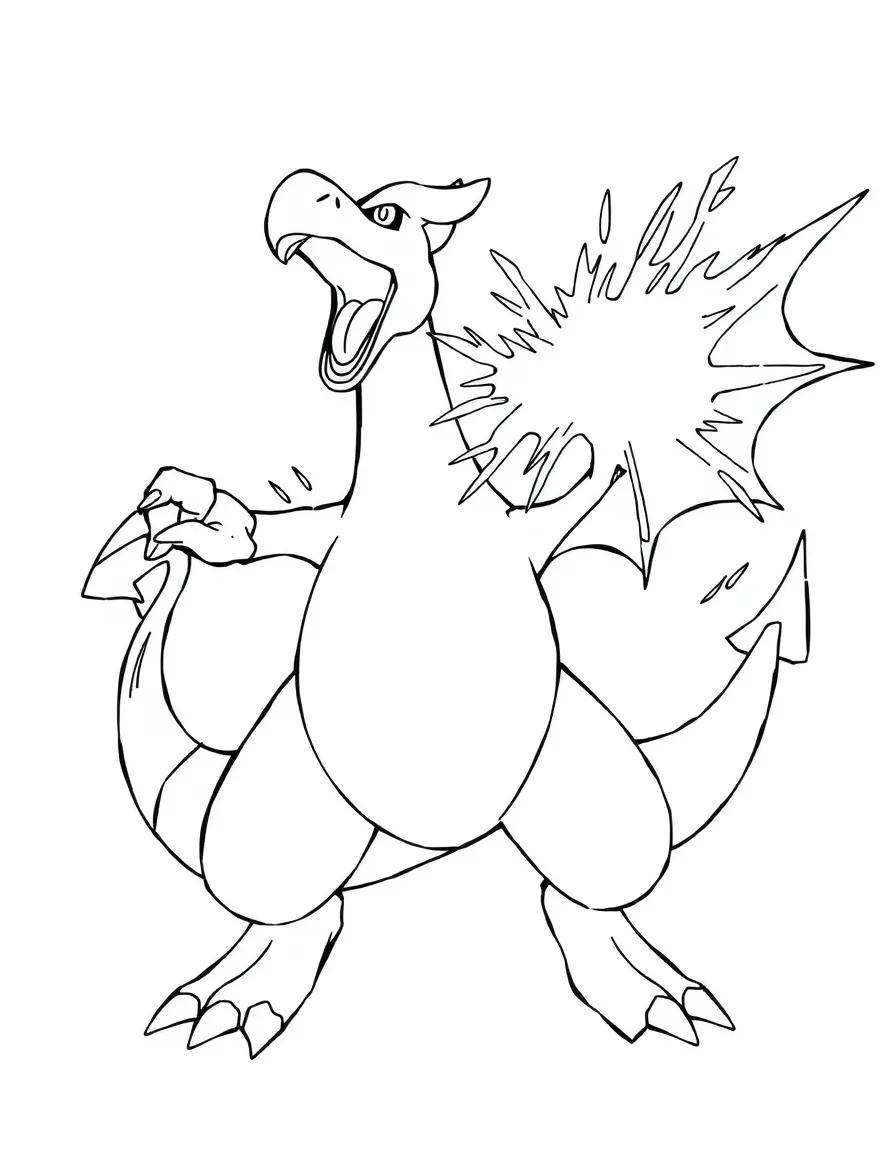 An action-packed scene of Charizard using their special powers in a dramatic battle pose.