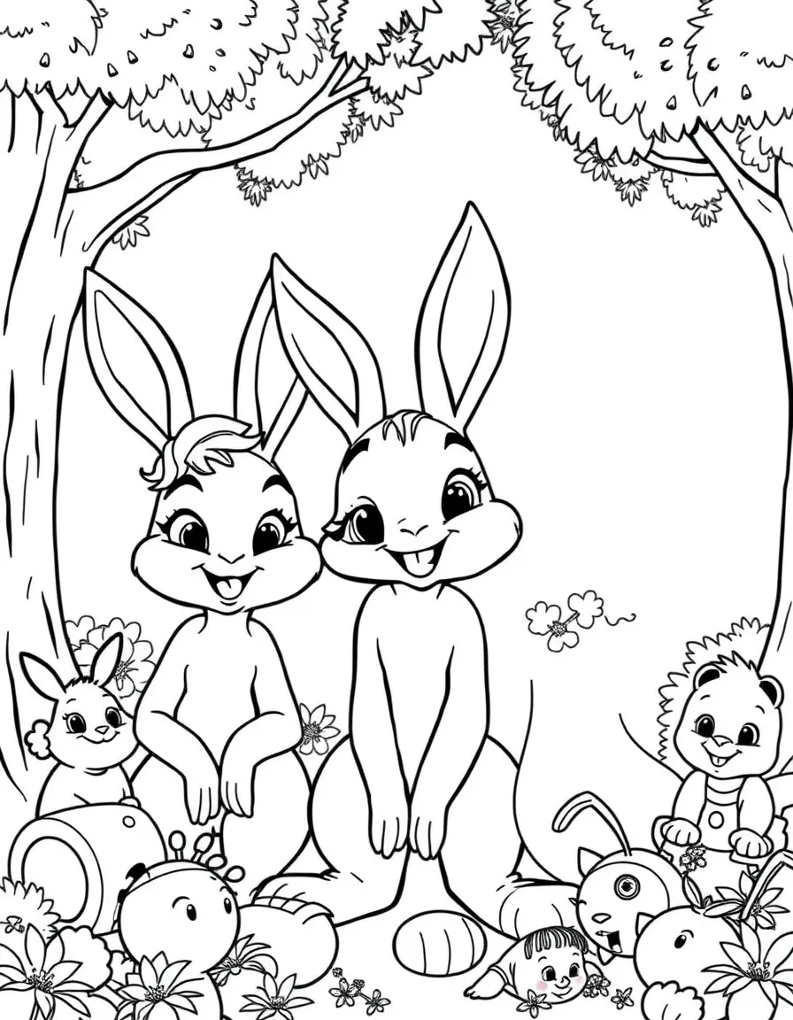 Judy Hopps smiling and posing with their sidekicks, surrounded by trees, toys, or fun backgrounds.