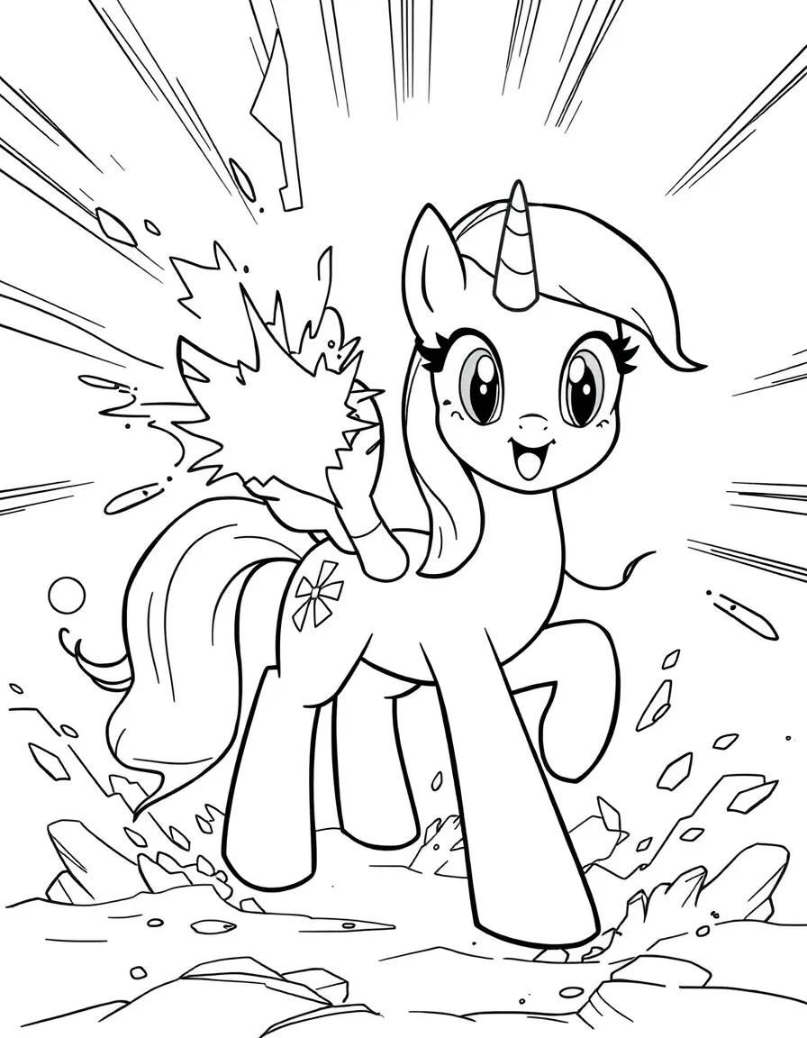 An action-packed scene of Applejack using their special powers in a dramatic battle pose.