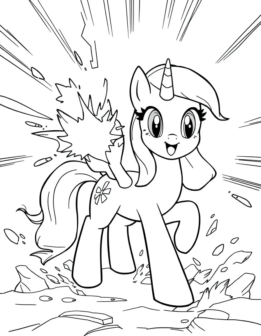 An action-packed scene of Applejack using their special powers in a dramatic battle pose.