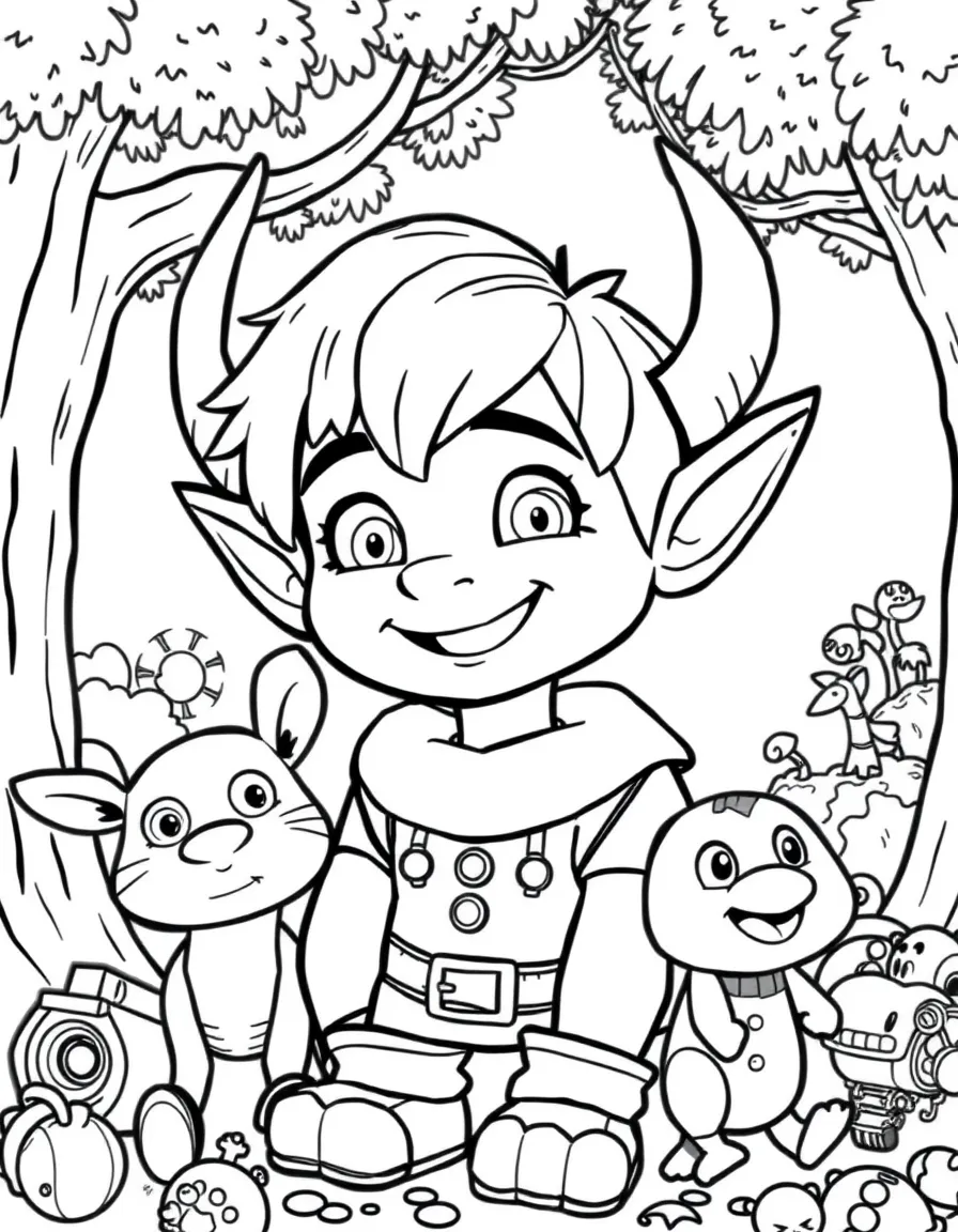 Hiccup smiling and posing with their sidekicks, surrounded by trees, toys, or fun backgrounds.