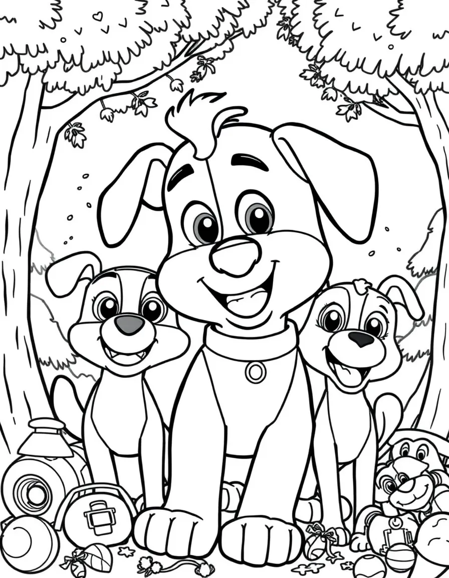 Marshall smiling and posing with their sidekicks, surrounded by trees, toys, or fun backgrounds.