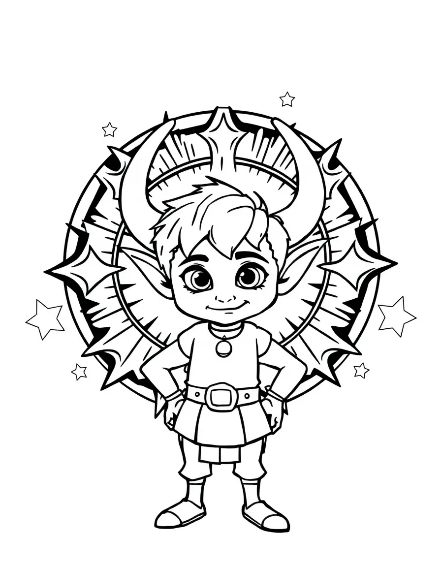 Hiccup standing proudly in front of their iconic logo with stars and comic-style effects around.
