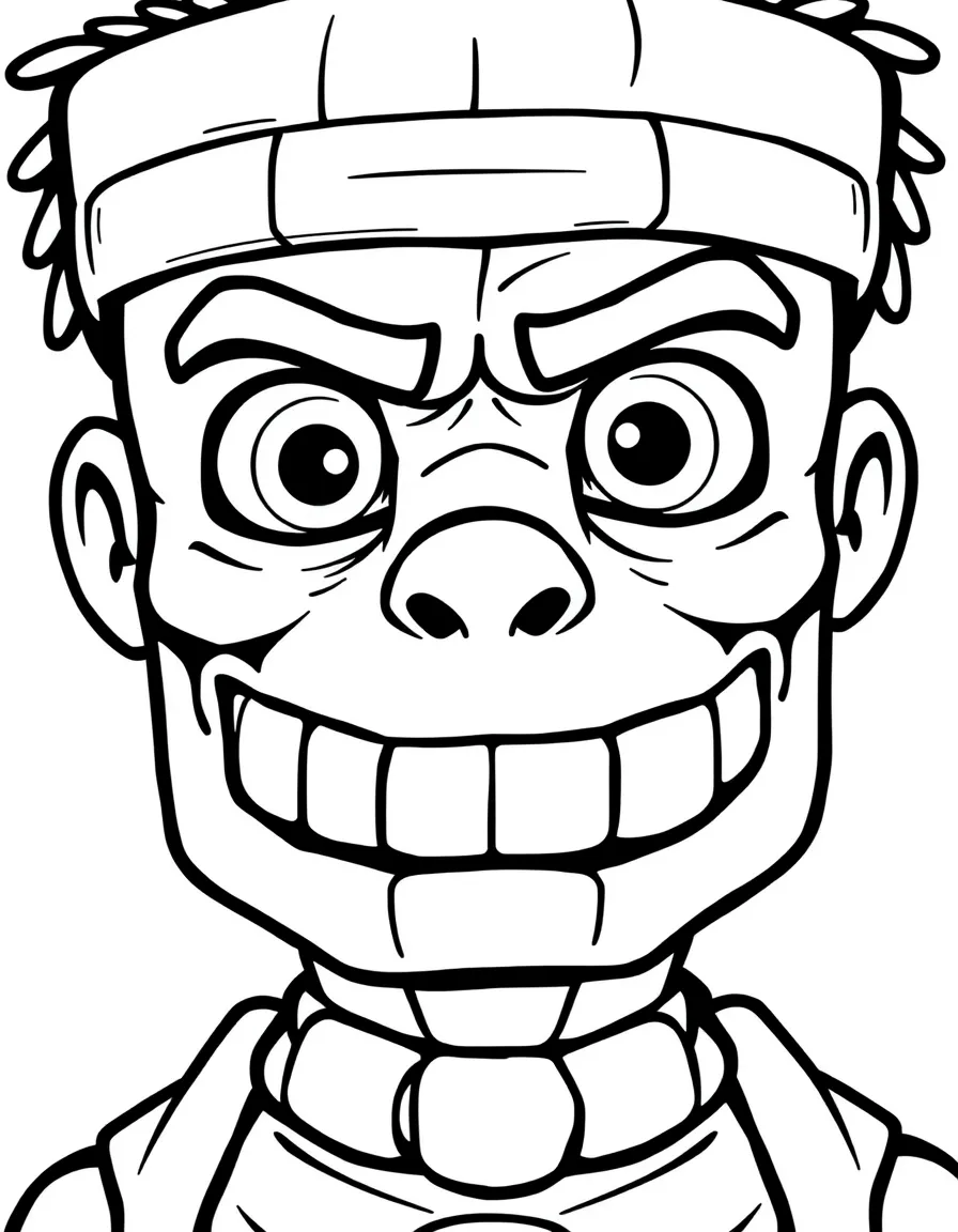 A close-up of Creeper's face in bold lines with expressive eyes and detailed costume elements.