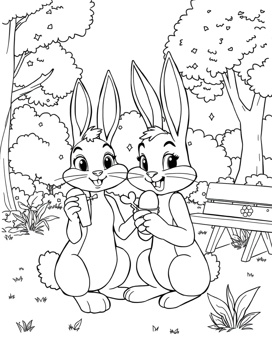 Judy Hopps enjoying a day off, eating ice cream or playing with friends in a park setting.