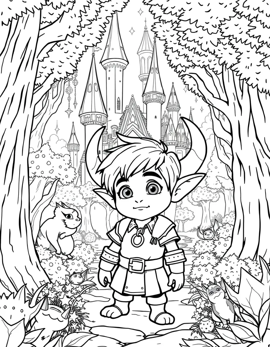 A fantasy background of Hiccup in a magical forest or castle, with sparkles and mystical creatures.