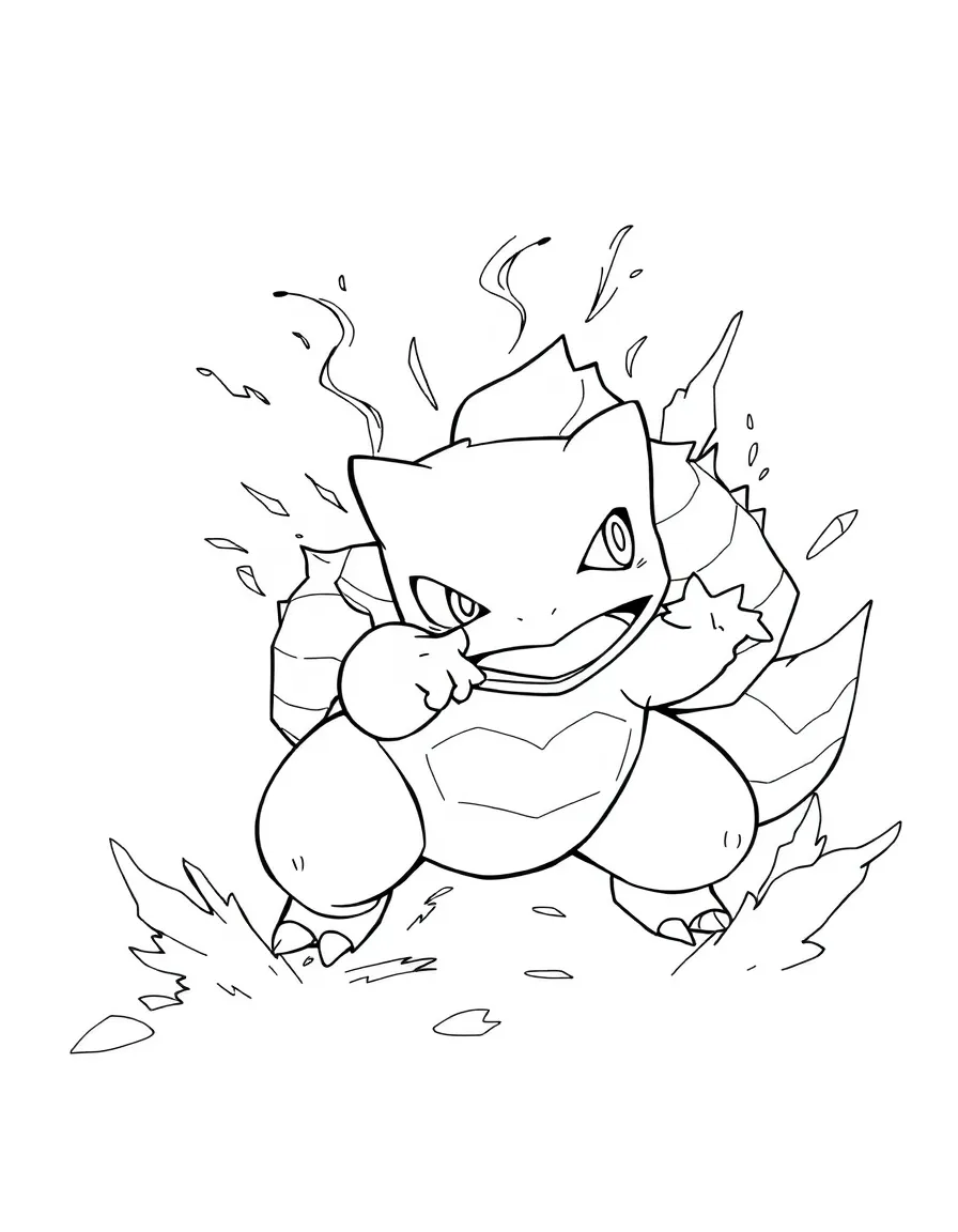 An action-packed scene of Bulbasaur using their special powers in a dramatic battle pose.