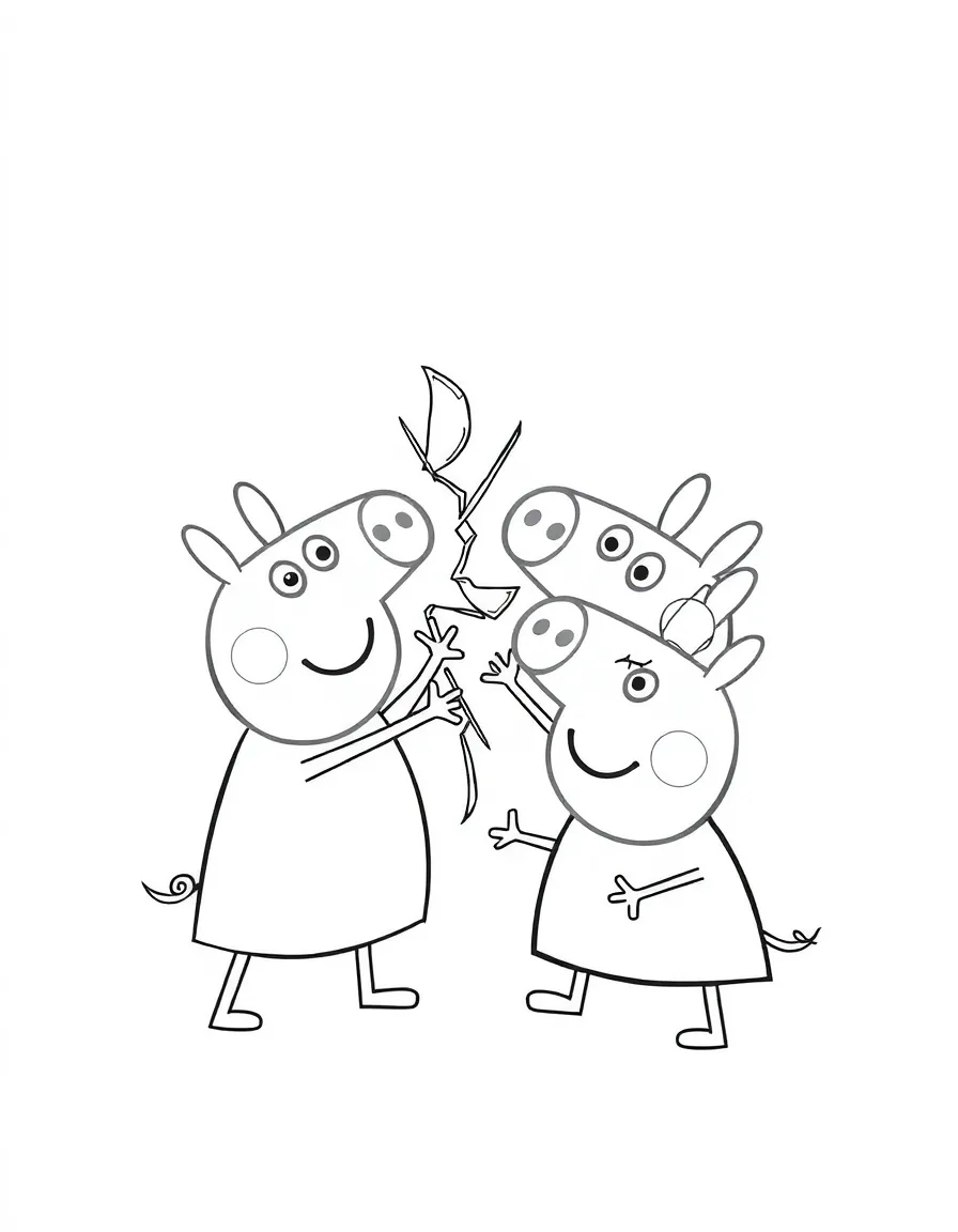 An action-packed scene of Peppa Pig using their special powers in a dramatic battle pose.