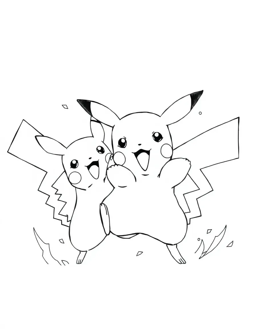 An action-packed scene of Pikachu using their special powers in a dramatic battle pose.