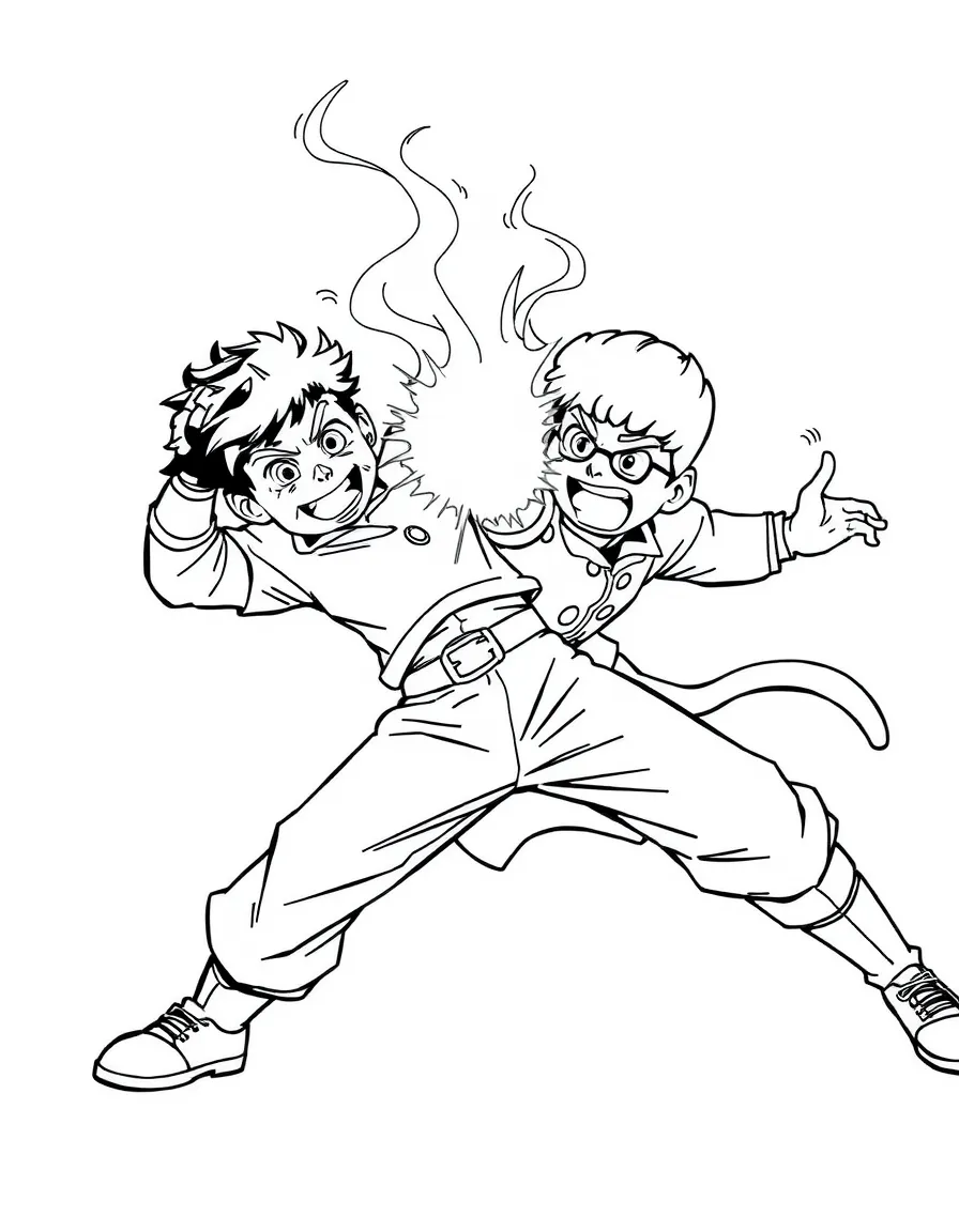 An action-packed scene of Bruno using their special powers in a dramatic battle pose.