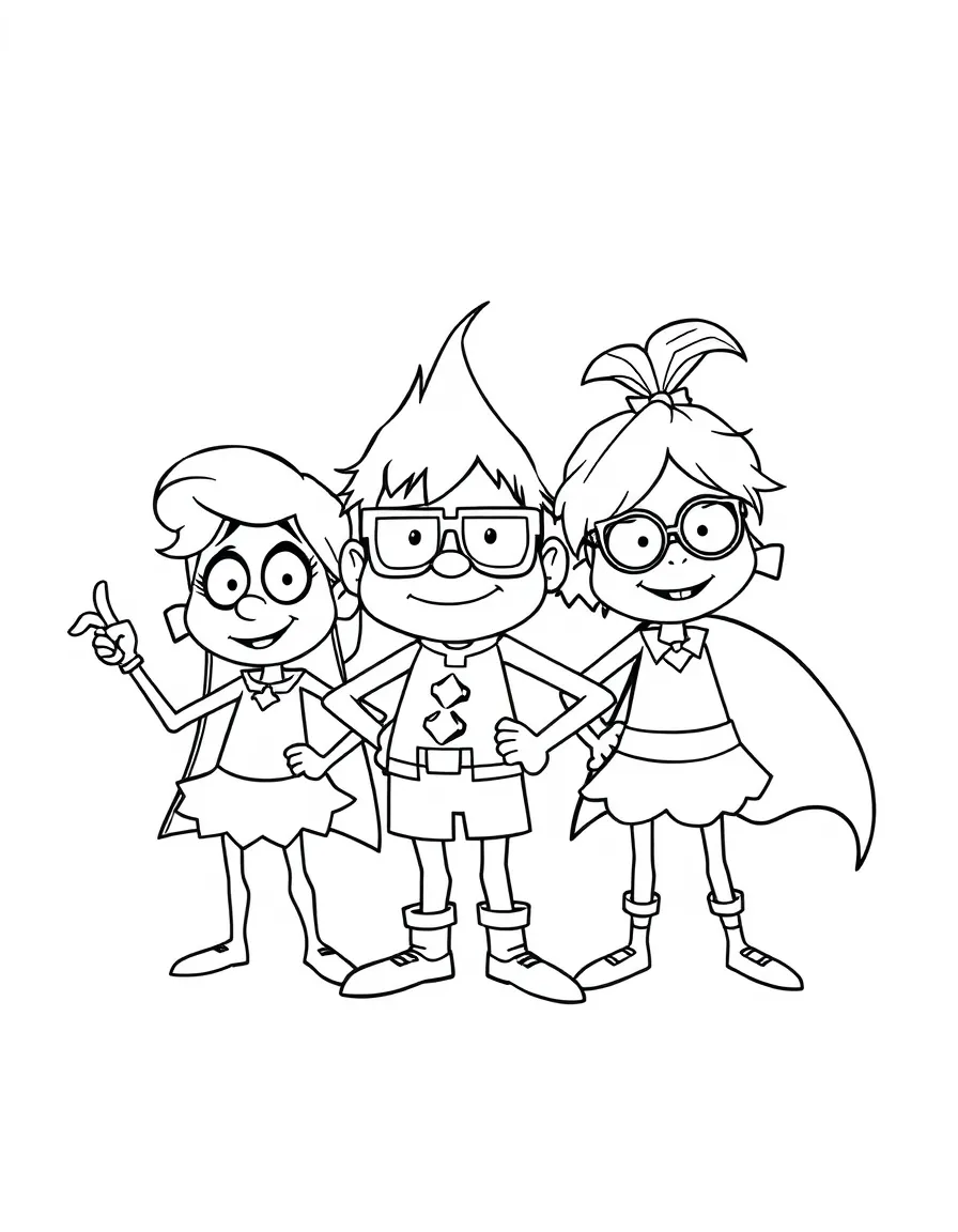 Fairly OddParents posing heroically, with big bold outlines for easy coloring.