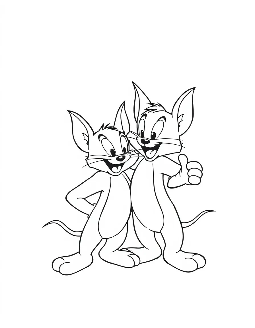 Tom and Jerry posing heroically, inside a comic book frame.