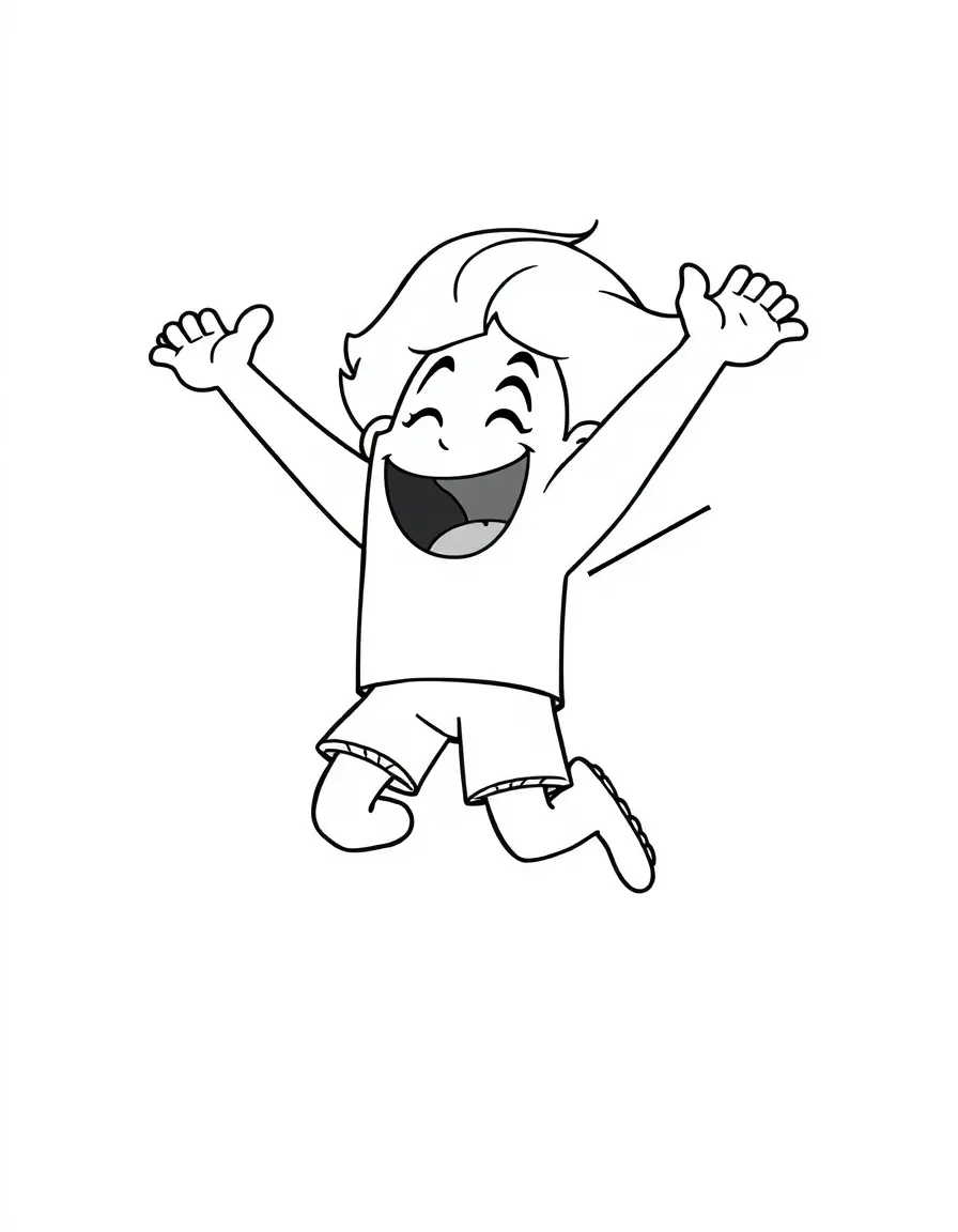 Steven Universe jumping with joy, with big bold outlines for easy coloring.