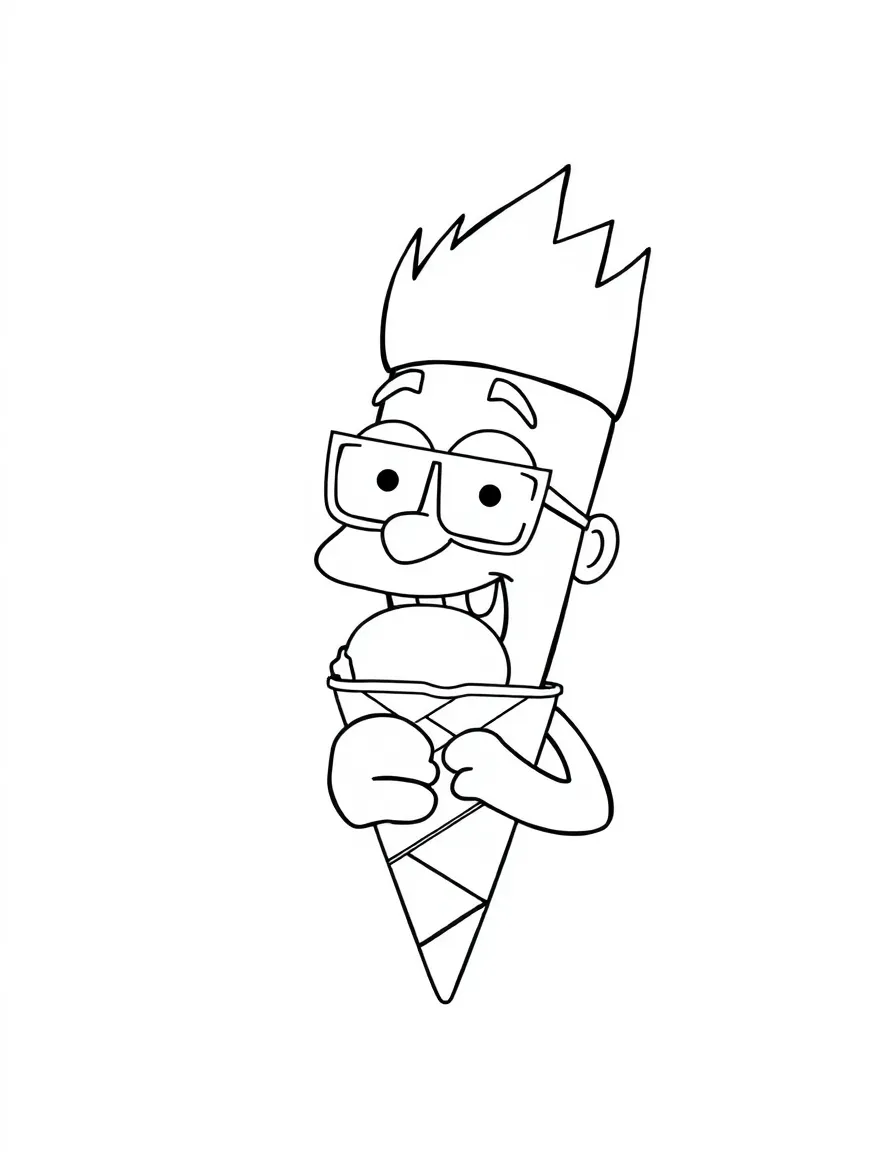 Regular Show enjoying an ice cream cone, inside a comic book frame.