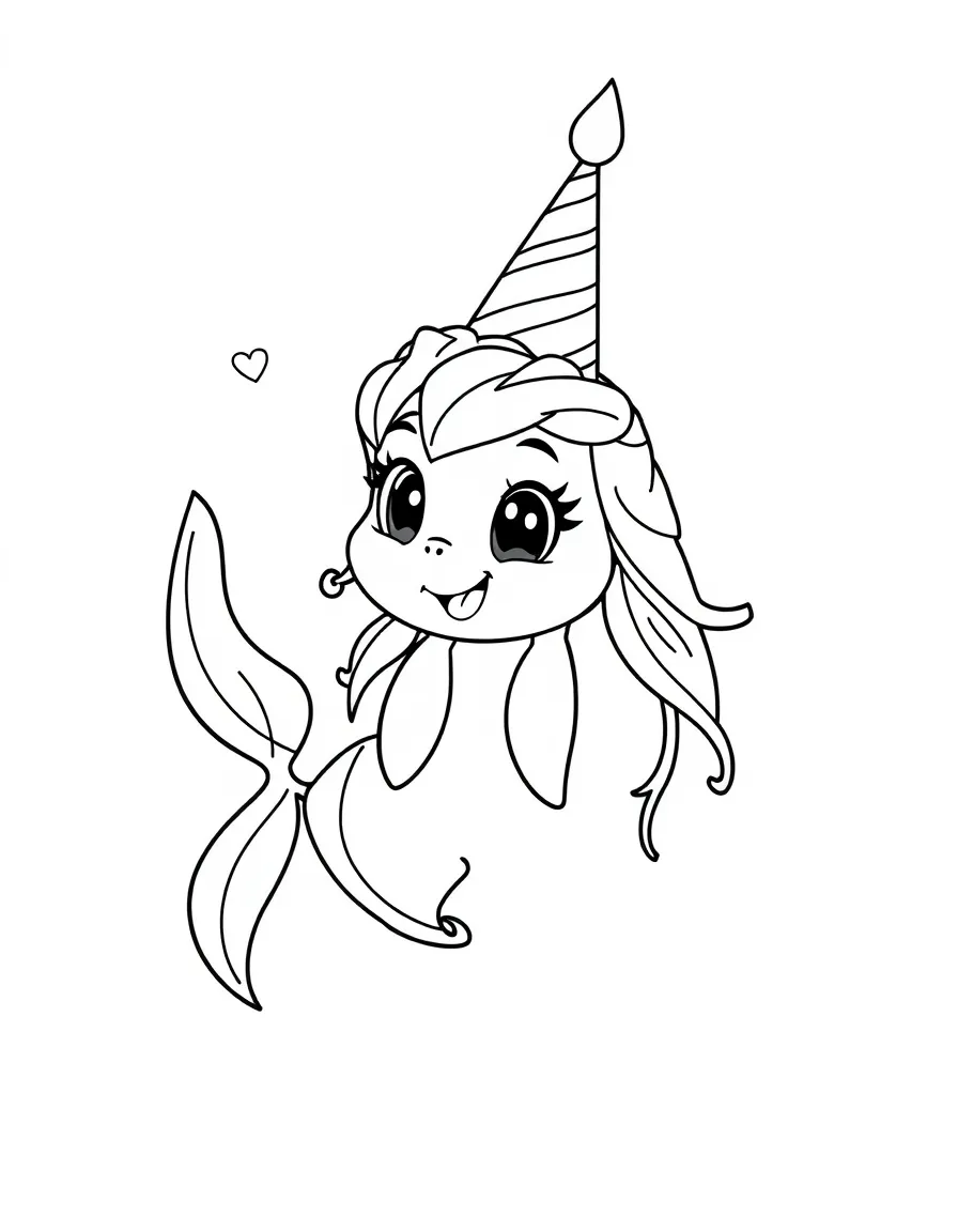 Nami celebrating a birthday, with big bold outlines for easy coloring.