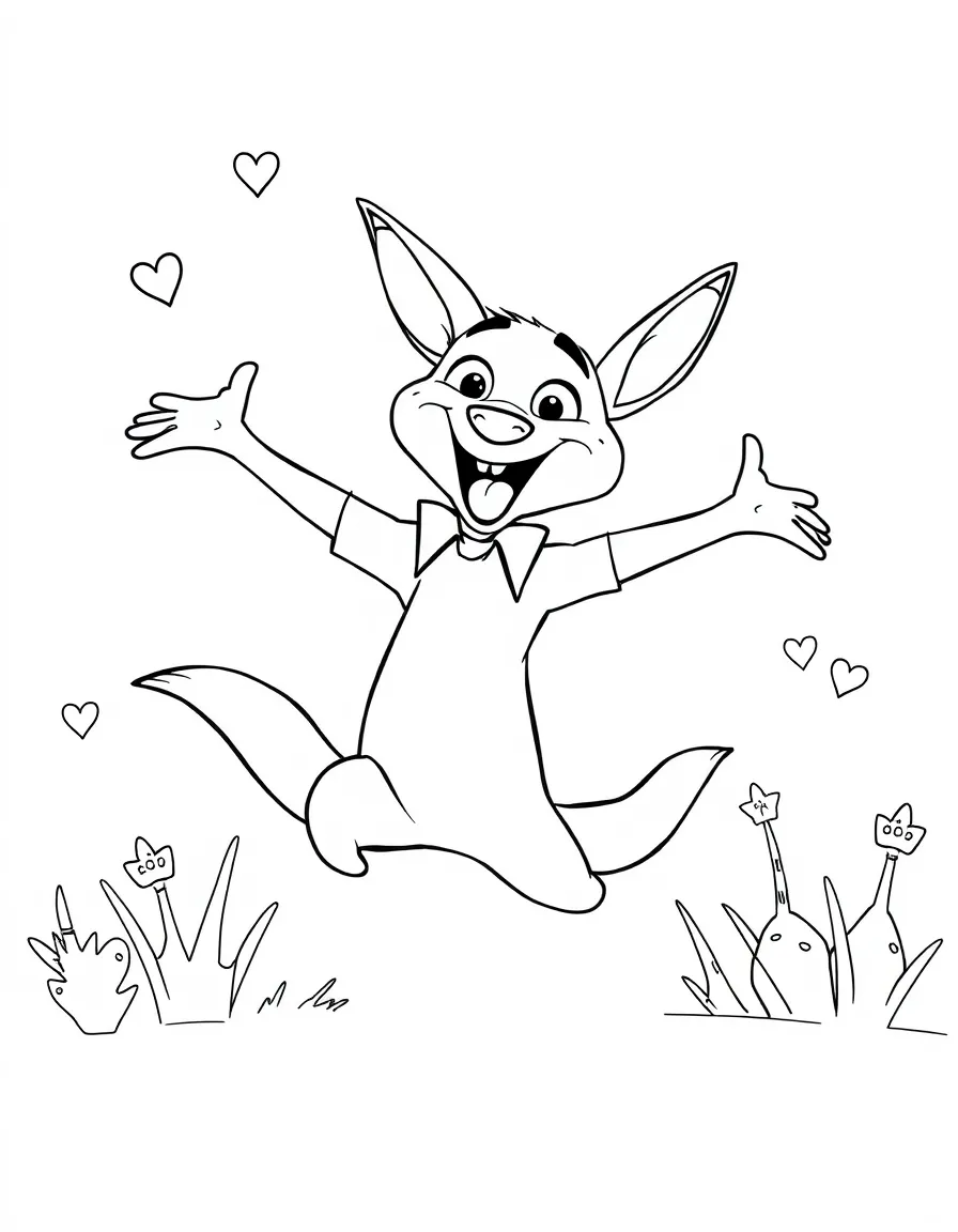 Zootopia jumping with joy, with fun background elements.
