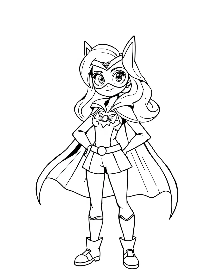 Daphne wearing a superhero costume, inside a comic book frame.