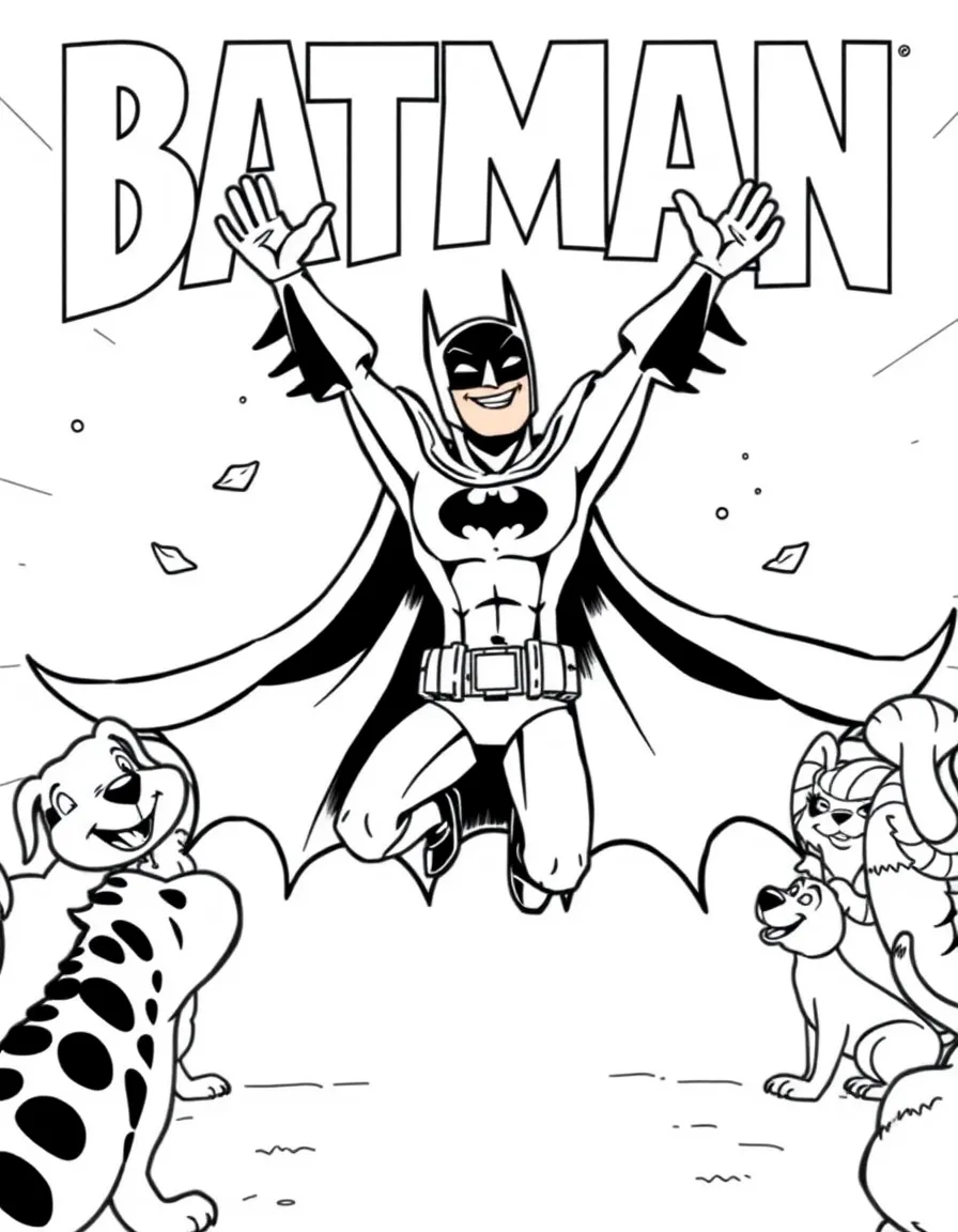 Batman: The Animated Series jumping with joy, surrounded by friendly animals.