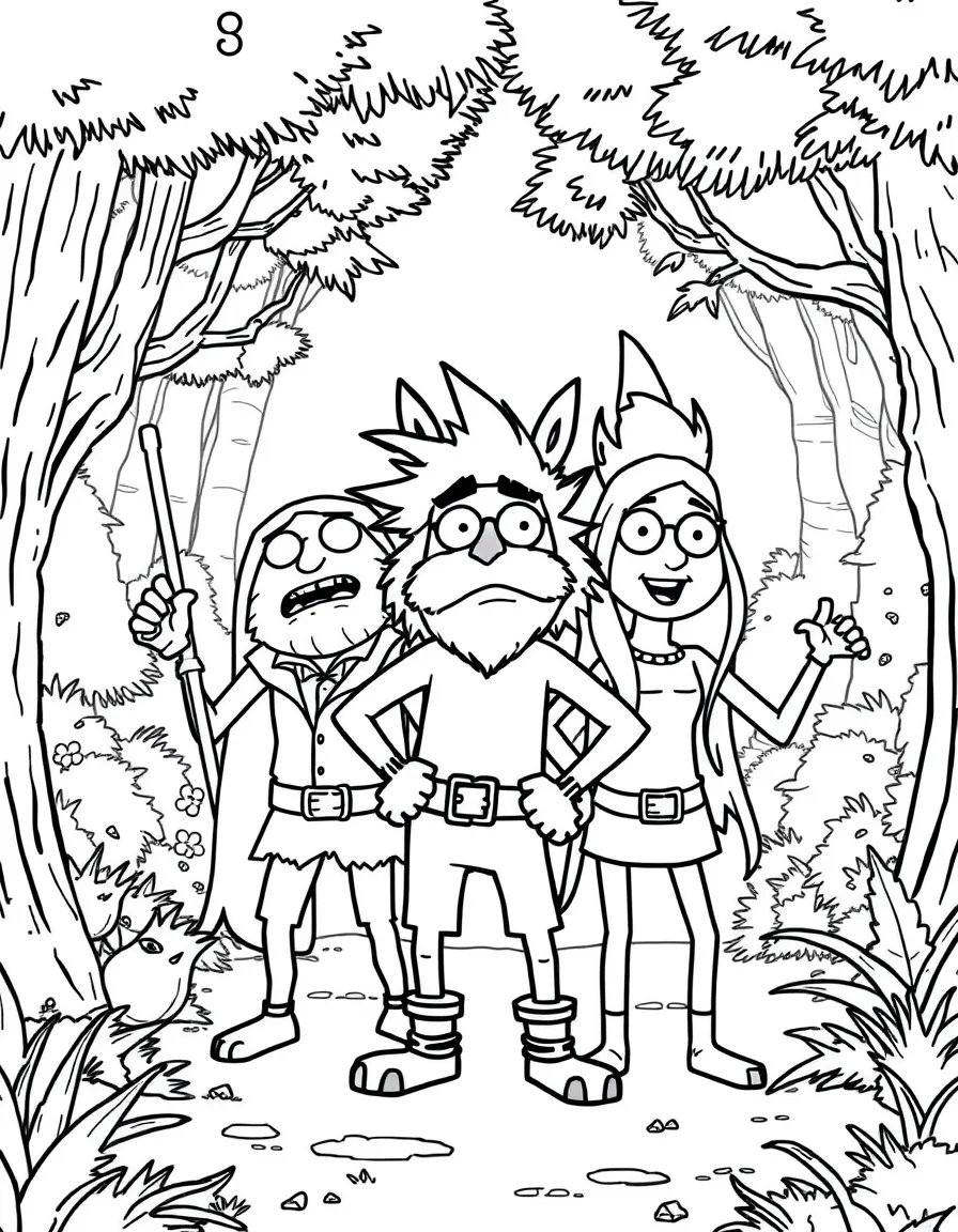 Regular Show posing heroically, in a magical forest setting.