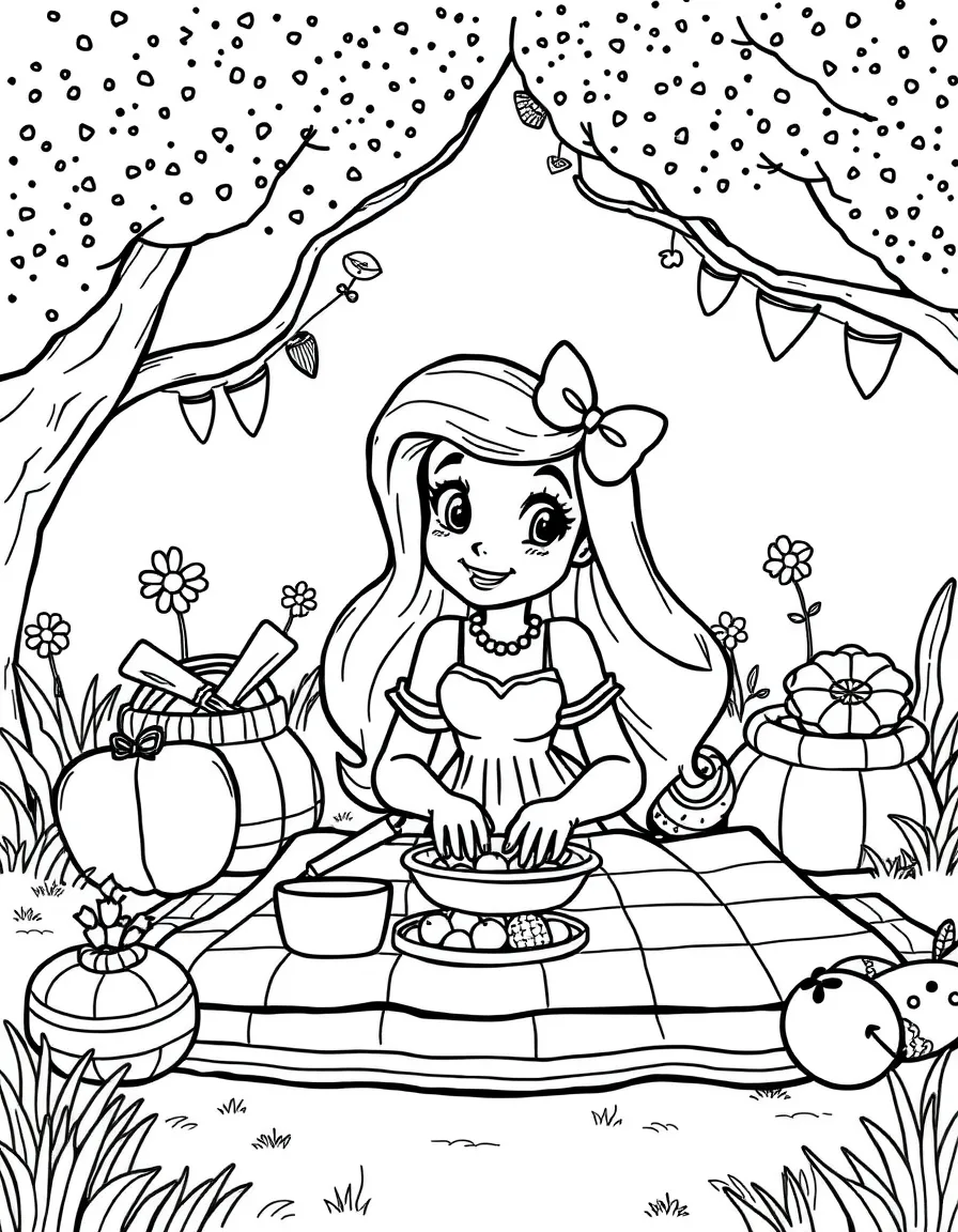 Daphne having a picnic, with fun background elements.
