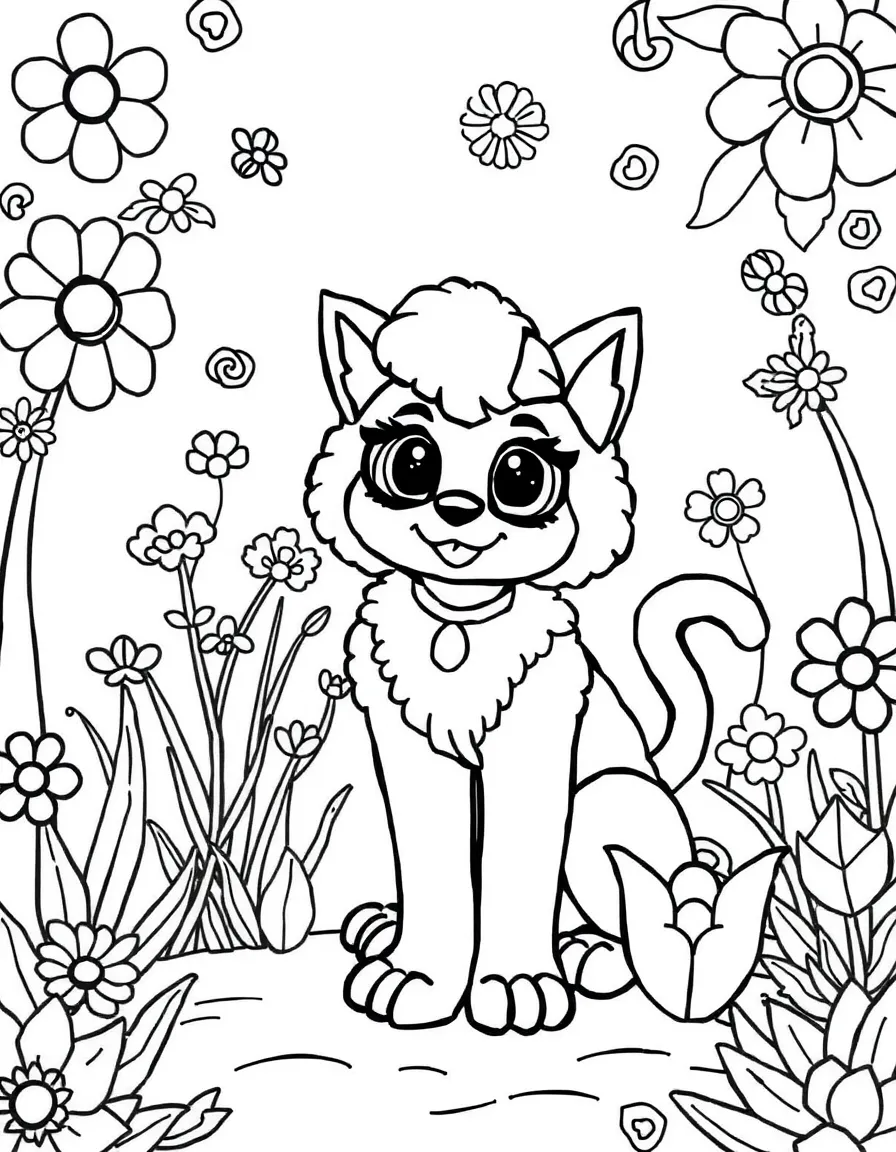 Velma gardening, with playful patterns around.