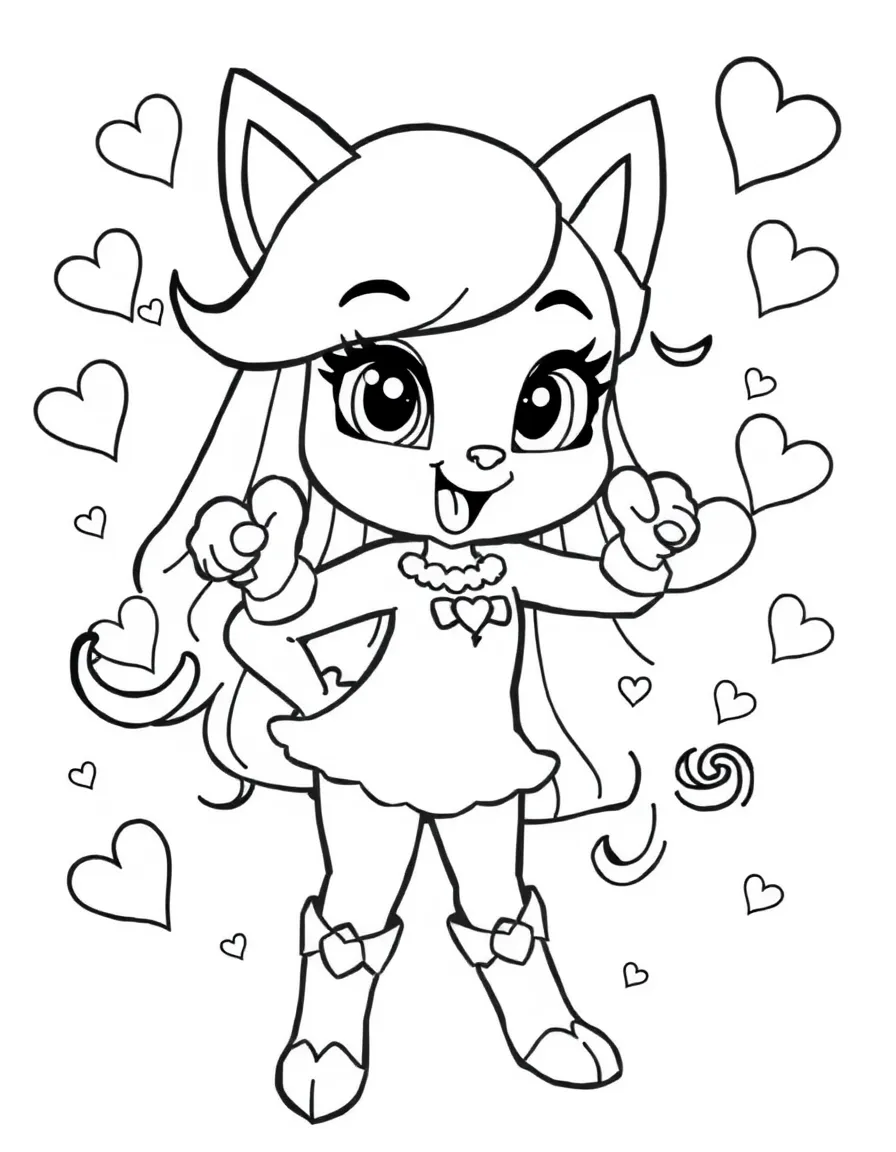 Velma posing heroically, with hearts and sparkles around.