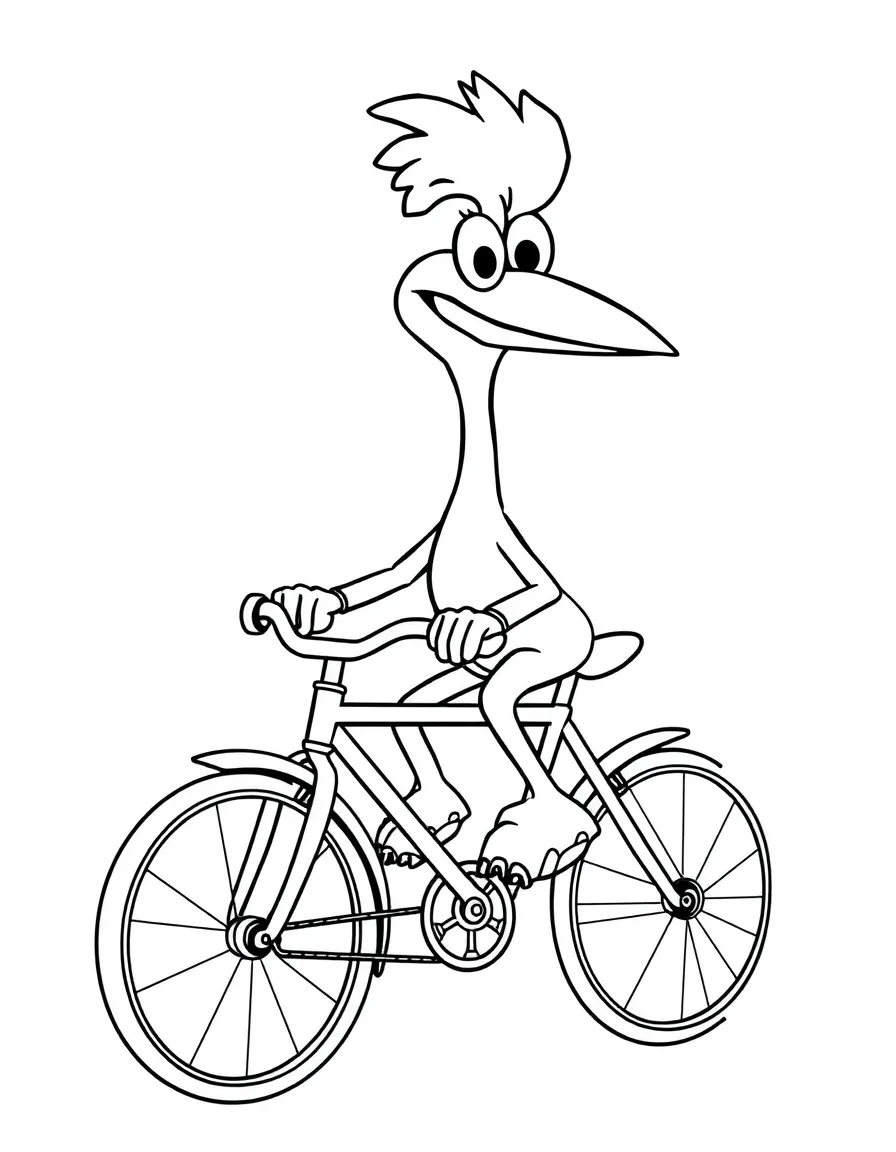 Perry the Platypus riding a bicycle, with big bold outlines for easy coloring.