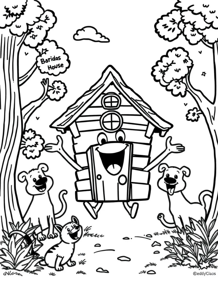 The Loud House jumping with joy, surrounded by friendly animals.